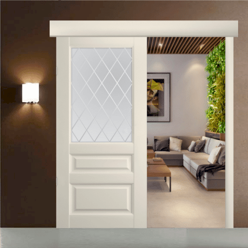 Раздвижная дверь ЭРМИТАЖ 2, винил (ст. матовое)